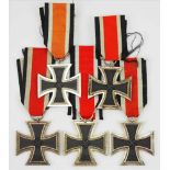 Eisernes Kreuz, 1939, 2. Klasse - Lot von 5 Exemplaren.Je am Bande.
