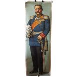 Hindenburg - Plakat in Lebensgröße.Lebensgroße Darstellung Hindenburgs.184 x 62 cm.Zustand: II