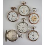 Lot von 6 Taschenuhren.Diverse, u.a. Omega,und Longines.Funktionsfähig.Zustand II-III