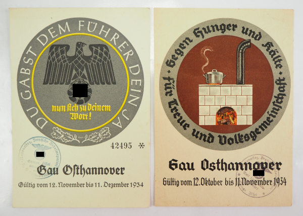 Postkarten: Gau Osthannover.Unterschiedliche Motive, aus dem Jahre 1934, gestempelt.Zustand: II