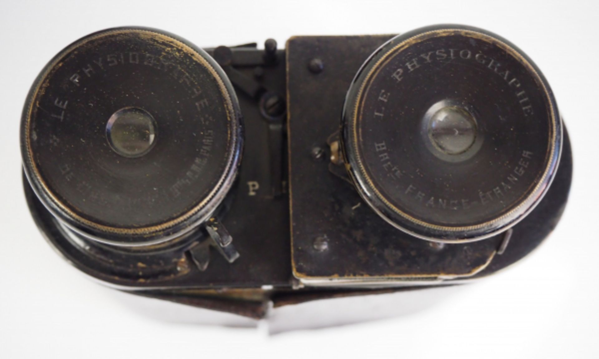 Stereo Fotoapparat.Schwarzes Buntmetallgehäuse, graviert Le Physiographe de l'Ing B. Paris, in - Bild 3 aus 3