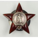 Sowjetunion: Orden des Roten Sterns - 136539.Silber, teilweise emailliert, MONETNYI DWOR gepunzt,