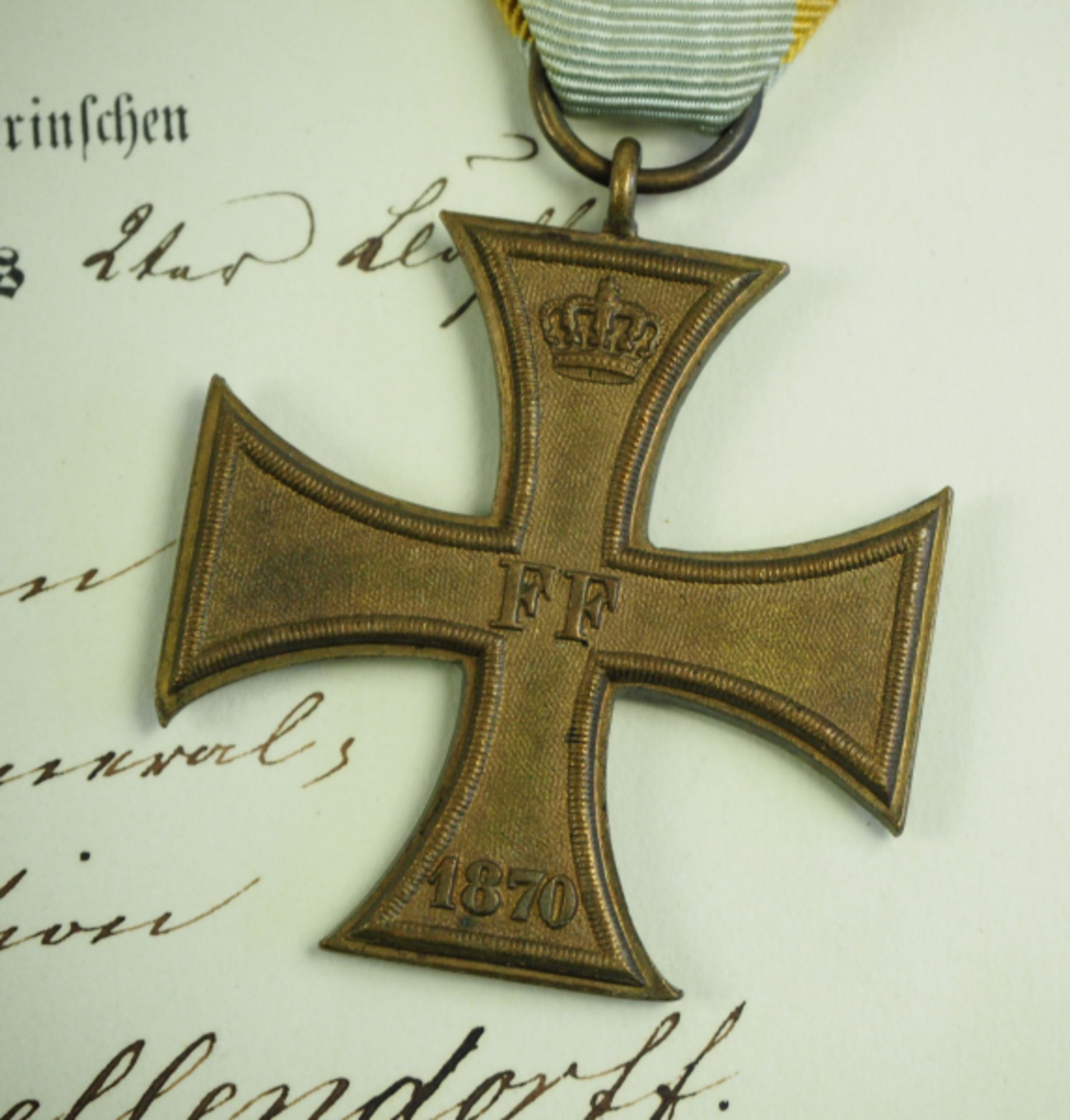 Mecklenburg-Schwerin: Militär-Verdienstkreuz, 1870, 1. und 2. Klasse mit Urkunden für einen - Bild 5 aus 6