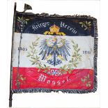 Kriegervereinsfahne - Wassel.Schwarz-Weiß-Rotes Blatt, mit Adler Stickerei, sowie Bezeichnung und