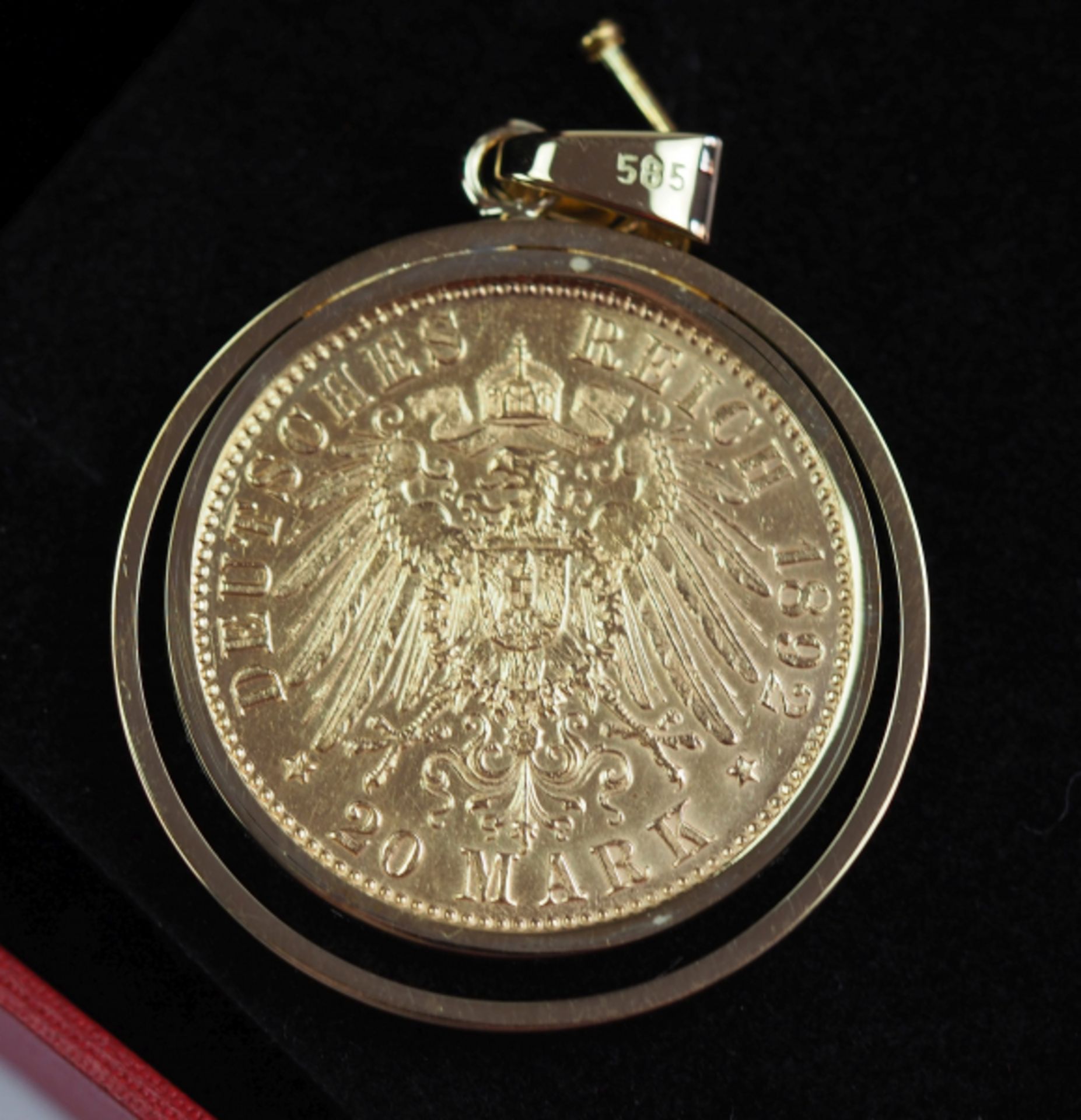 Carl Alexander Grossherzog von Sachsen - 20 Mark - GOLD.Gold, Münzzeichen A, in Schmuckfassung, - Bild 4 aus 4