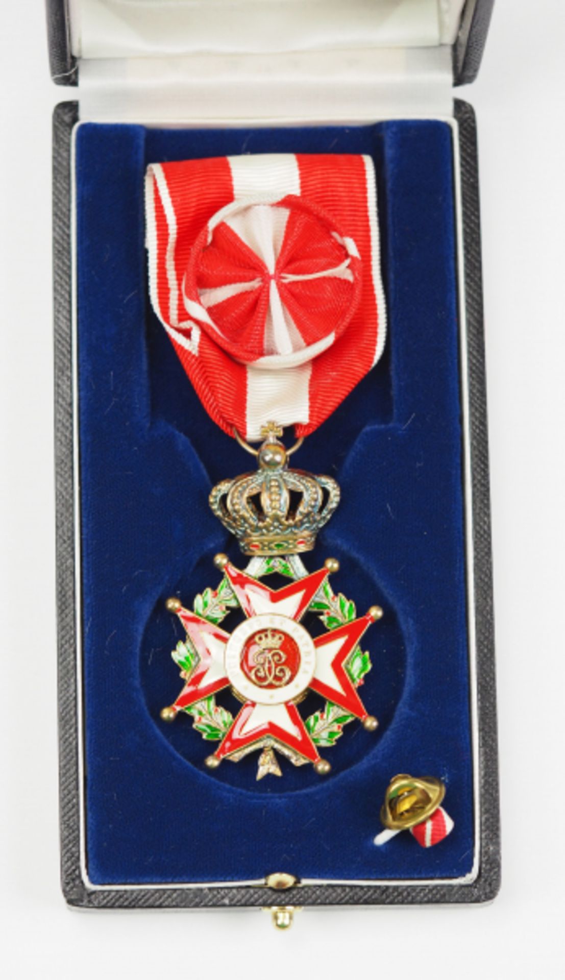 Monaco: Orden des heiligen Karl, 3. Modell (seit 1863), Offizierskreuz, im Etui.Vergoldet, teilweise