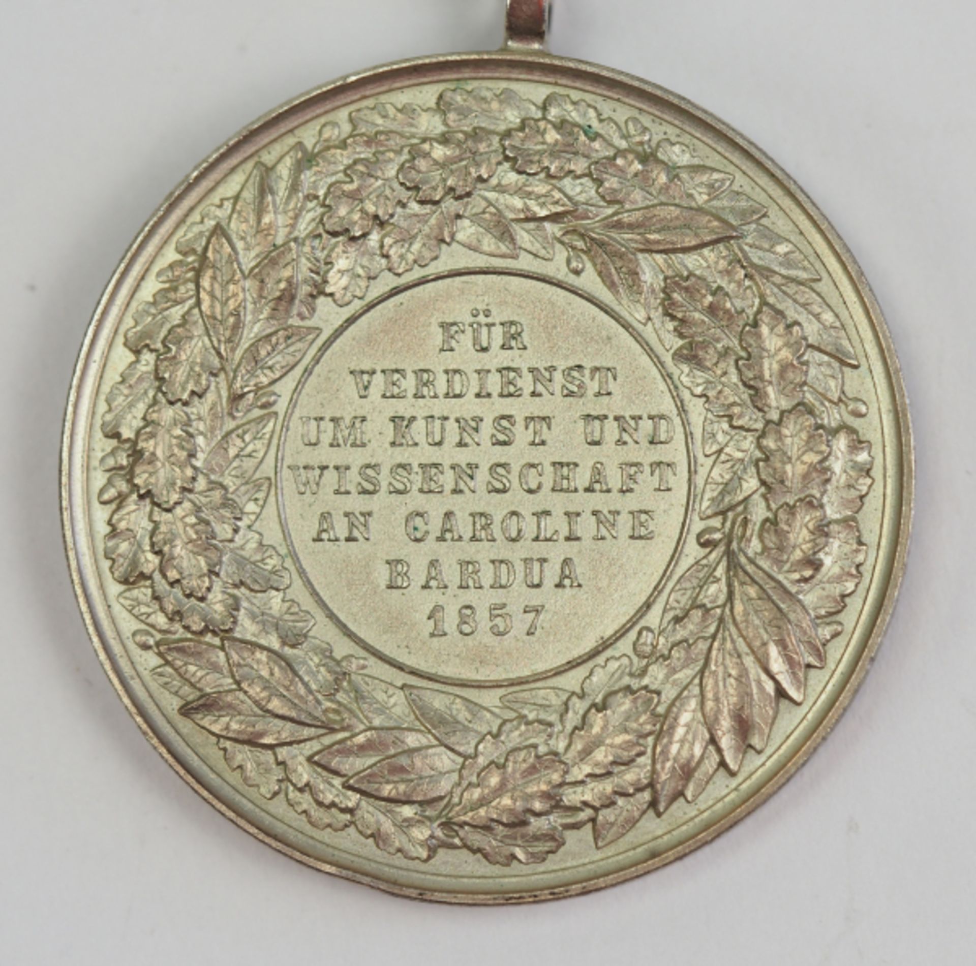 Anhalt: Medaille für Verdienste um Kunst und Wissenschaft - Caroline Bardua 1857.Versilberter und - Image 4 of 4