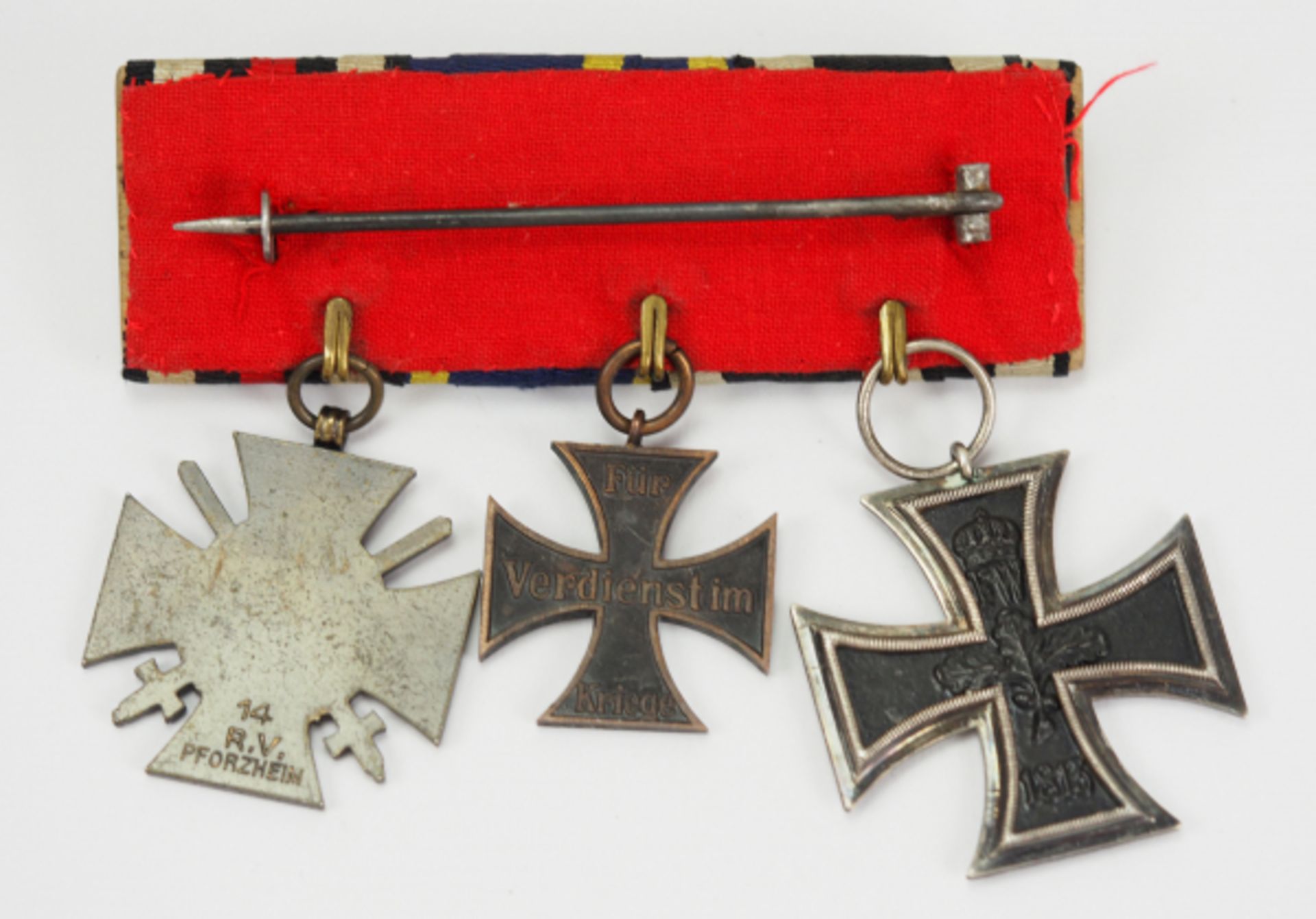 Braunschweig: Ordenschnalle eines Frontsoldaten mit 3 Auszeichnungen.1.) Preussen: Eisernes Kreuz, - Bild 2 aus 2