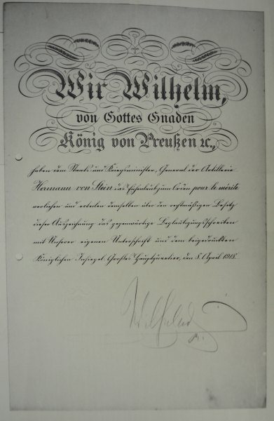 Urkundennachlass des Hermann von Stein - Pour le Mérite mit Eichenlaub.Alle Urkunde und Patente - - Image 2 of 7