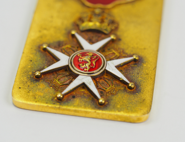 Norwegen: St. Olav-Orden Plakette.Buntmetall vergoldet, plastische Ritterdekoration, teilweise - Image 2 of 4