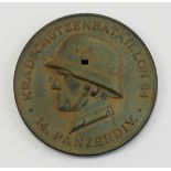 Medaille des Kradschützenbataillon 64 der 14. Panzerdivision.Bodenfund.Zustand: II-