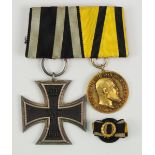 Württemberg: Ordenschnalle eines Trägers der Goldenen Militär-Verdienstmedaille.1.) Preussen: