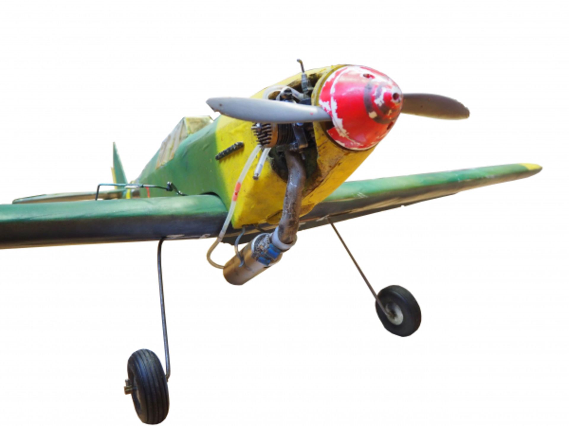 Messerschmit Bf 109 - Modell.Holz, Metall und Kunststoff, mit Verbrennungsmotor, bespielt. - Bild 2 aus 2