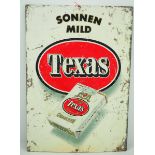 Blechschild: Sonnenmild Texas.Mit Gebrauchsspuren.52 x 36 cm.Zustand: III