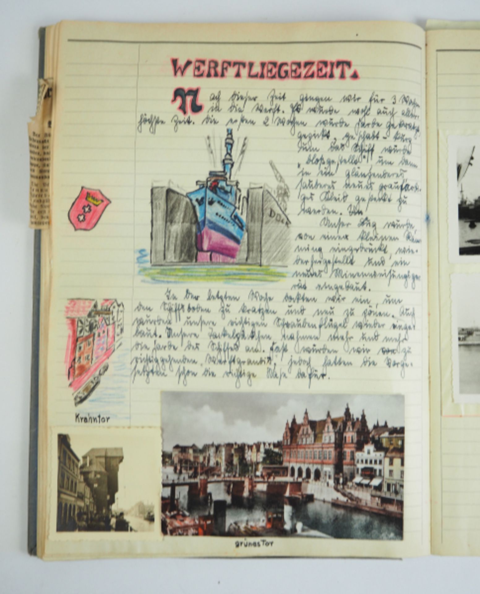Kriegsmarine: Logbuch eines Seekadetten.80 Seiten, Hefteinband, sauber geführt, mit vielen - Image 3 of 5