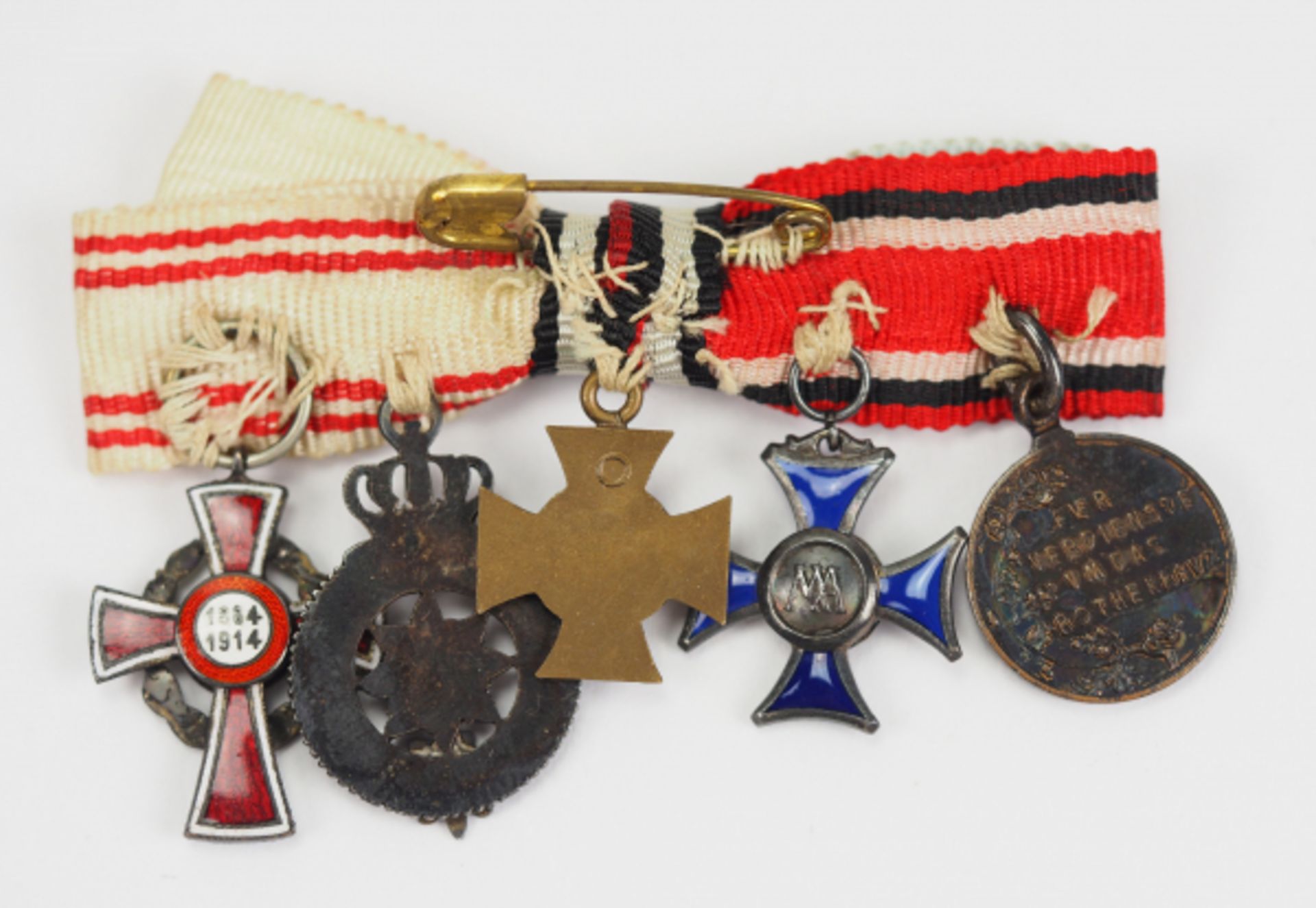 Preussen: Miniaturenschleife mit 5 Auszeichnungen.1.) Rot Kreuz Medaille, 2. Klasse, 2.) Sachen: - Bild 4 aus 4