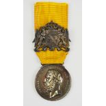 Baden: Silberne Verdienstmedaille, Großherzog Friedrich.Silber, am Bande, dazu Wappenschild von