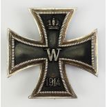 Preussen: Eisernes Kreuz, 1914, 1. Klasse - G.Geschwärzter Eisenkern, Silberzarge, an Nadel, diese G