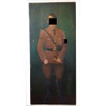 Adolf Hitler Gemälde.Öl auf Holz, rückseitig mit Rahmen-Versteifung, Hitler in Parteiuniform mit