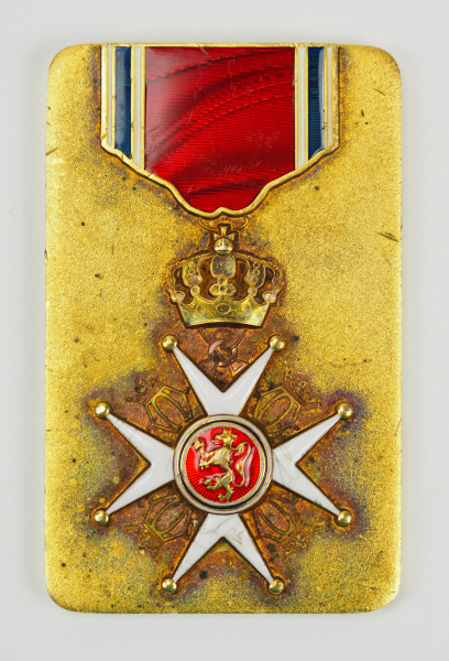Norwegen: St. Olav-Orden Plakette.Buntmetall vergoldet, plastische Ritterdekoration, teilweise