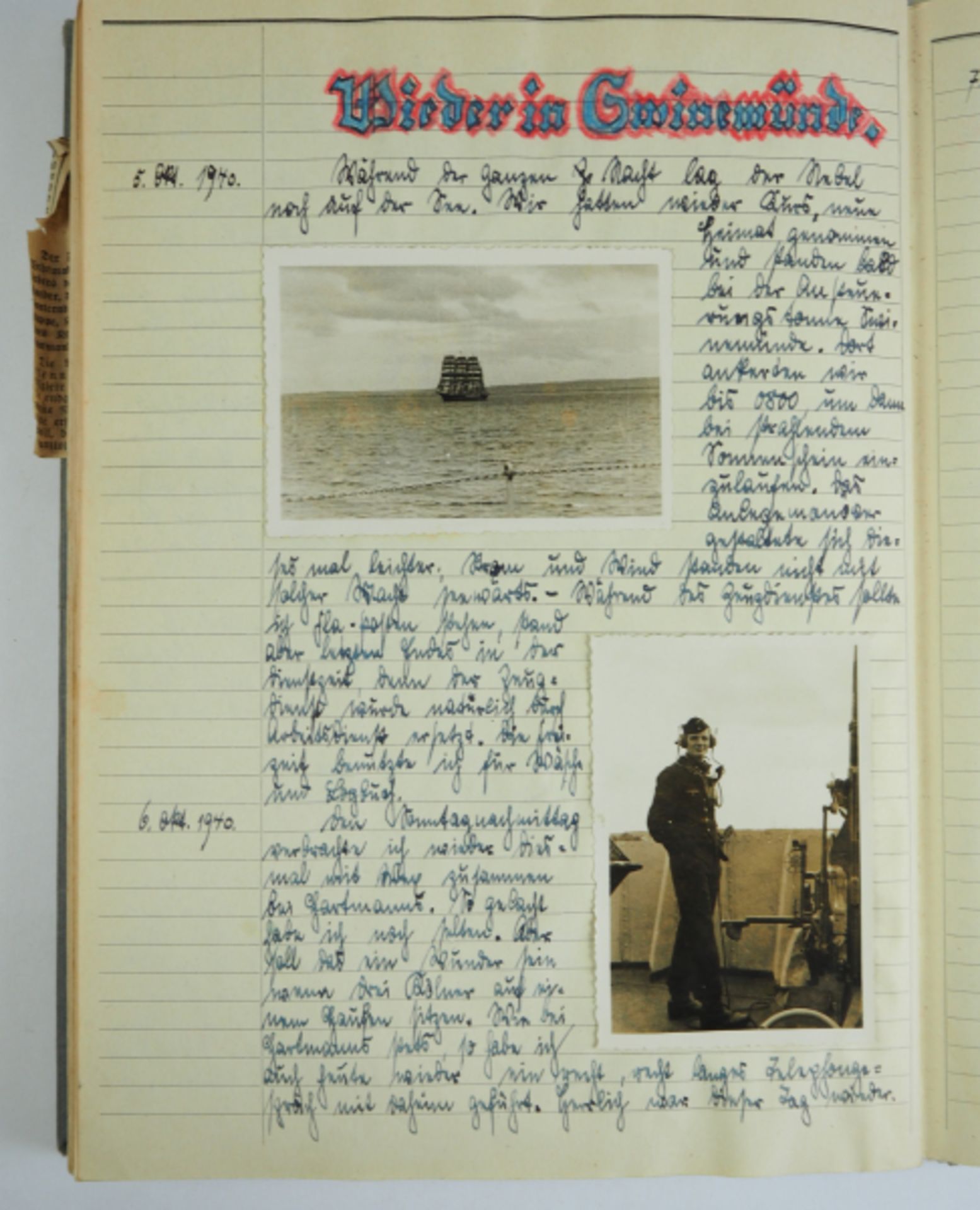 Kriegsmarine: Logbuch eines Seekadetten.80 Seiten, Hefteinband, sauber geführt, mit vielen - Image 5 of 5