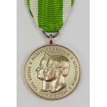 Anhalt: Medaille für Verdienste um Kunst und Wissenschaft - Caroline Bardua 1857.Versilberter und