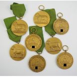 Reichsnährstand: Lot von 8 Medaillen der Landesbauernschaft Hessen-Nassau.Vergoldet, teils am