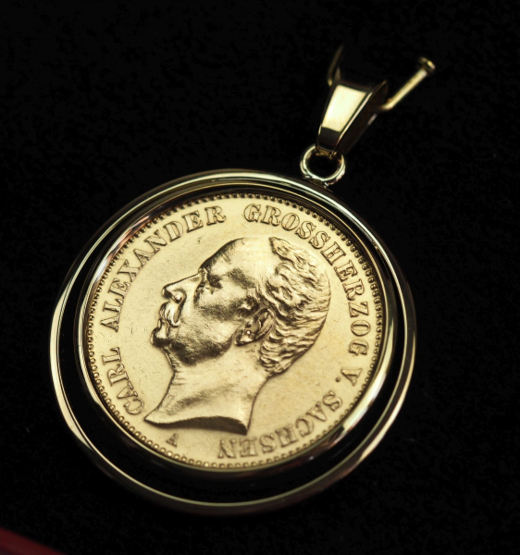 Carl Alexander Grossherzog von Sachsen - 20 Mark - GOLD.Gold, Münzzeichen A, in Schmuckfassung, - Bild 2 aus 4