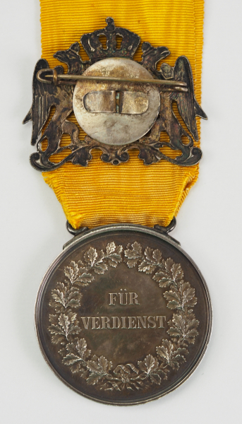 Baden: Silberne Verdienstmedaille, Großherzog Friedrich.Silber, am Bande, dazu Wappenschild von - Image 2 of 2