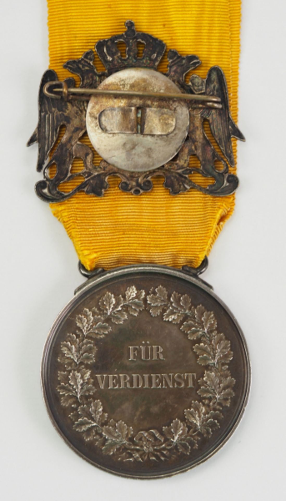 Baden: Silberne Verdienstmedaille, Großherzog Friedrich.Silber, am Bande, dazu Wappenschild von - Bild 2 aus 2