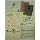 Urkundengruppe eines Waffen-Oberinspektors.Urkunden:- Eisernes Kreuz, 1939, 2. klasse (1.8.44, OU