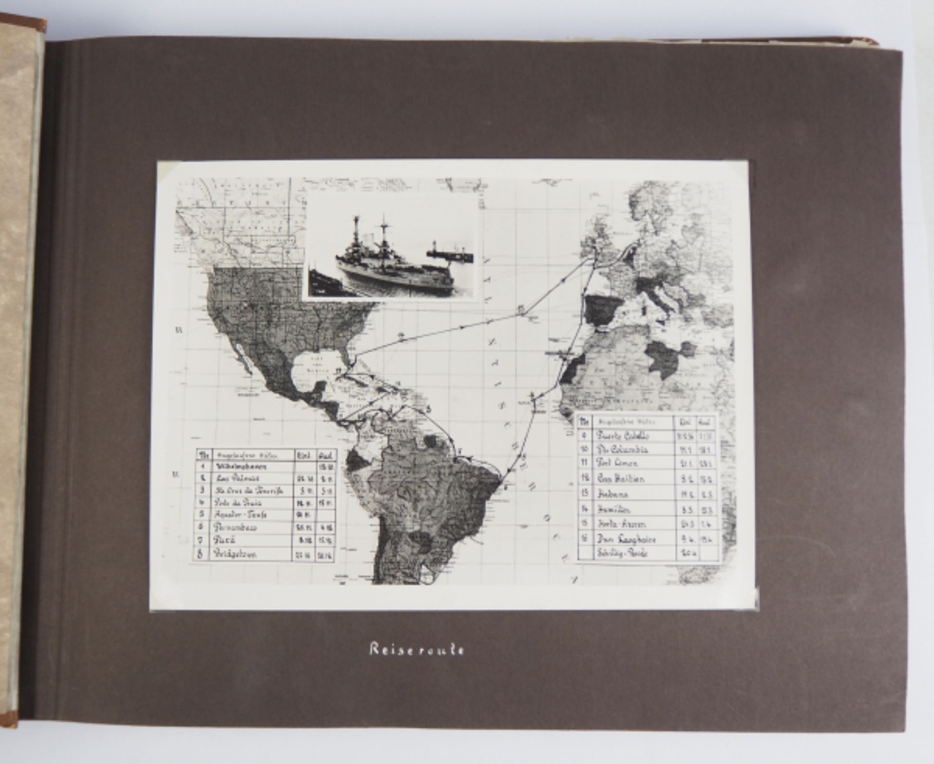 Kriegsmarine: Fotoalbum der Auslandsreise des Linienschiffs Schleswig-Holstein 1936/37.Brauner - Image 2 of 6