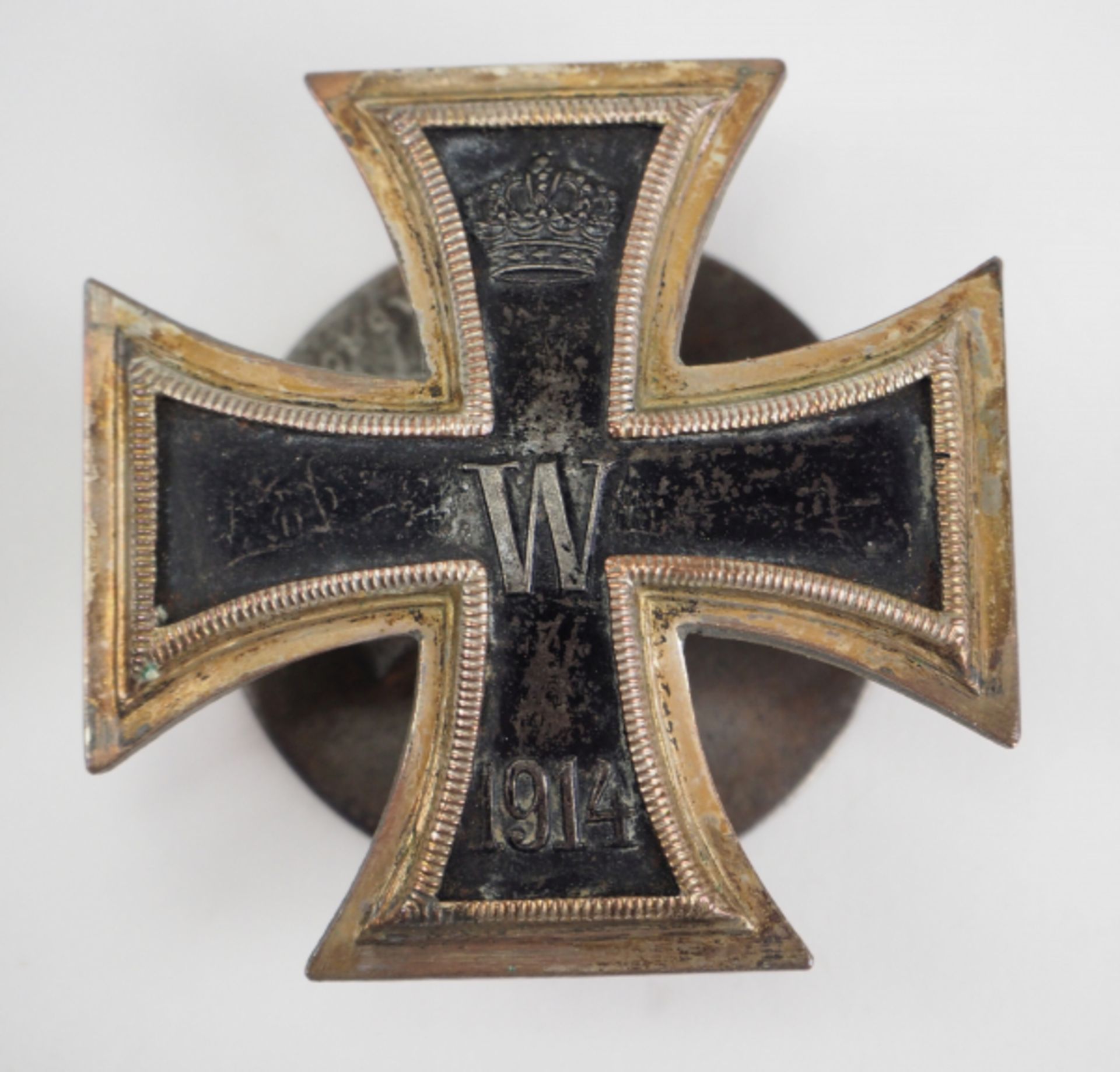 Preussen: Eisernes Kreuz, 1914, 1. Klasse - Victoria D.R.G.M.Geschwärzter Eisenkern, silberne Zarge,