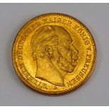 Preussen: 20 Mark, Wilhelm, 1872.Gold, Münzzeichen A.Zustand: I-II- - -23.00 % buyer's premium on