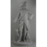 Schadow, Volkstedt: Friedrich der Große - Monumentale Porzellanfigur.Weiß glasierte Figur