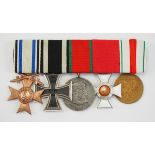 Bayern: Ordenschnalle mit 4 Auszeichnungen.1.) Militär-Verdienstkreuz, 3. Klasse mit Schwertern, 2.)