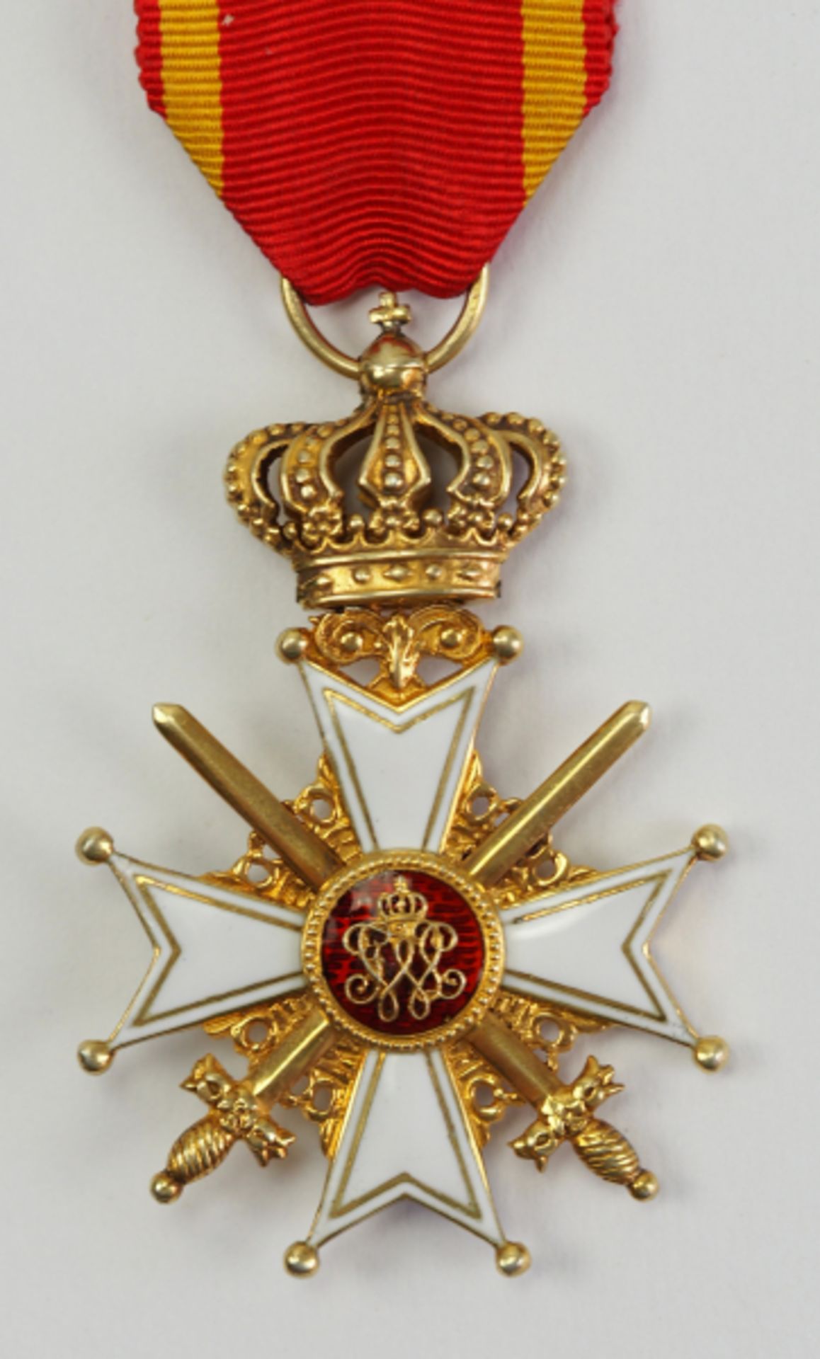Baden: Großherzoglicher Orden Berthold des Ersten, Ritterkreuz mit Schwertern.Silber vergoldet,