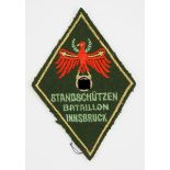 Wehrmacht: Volksturm Ärmelabzeichen "Standschützen Bataillon Innsbruck".Dunkelgrünes Tuch, feine