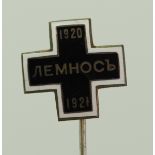 Russland: Lemnos Kosaken Kreuz Miniatur.Silbern, emailliert, an Nadel.Zustand: II- - -23.00 %