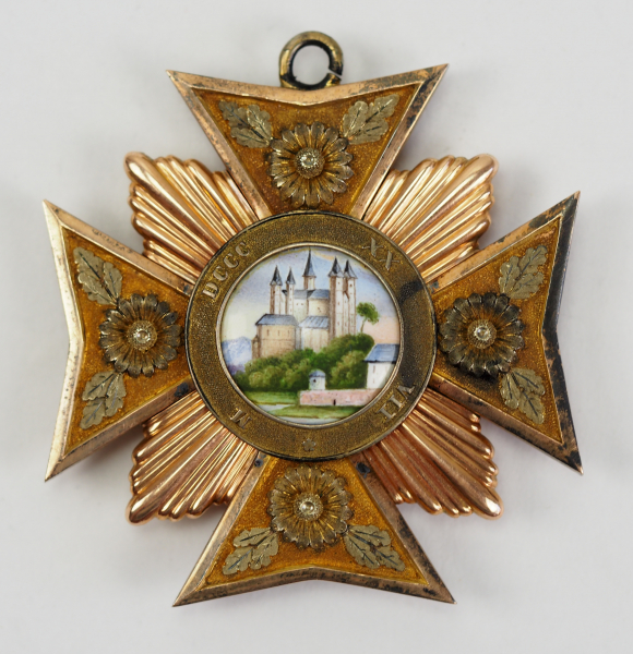 Hannover: Freimaurer Logen Dekoration.Gold, Silber, vergoldet, der Korpus hohl gefertigt, die Arme - Image 3 of 4