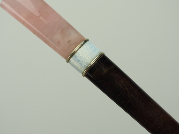 Russland: Schirm- bzw. Gehstock - im Stile von Faberge.Geschnittener rosafarbener Stein, mit - Image 2 of 2