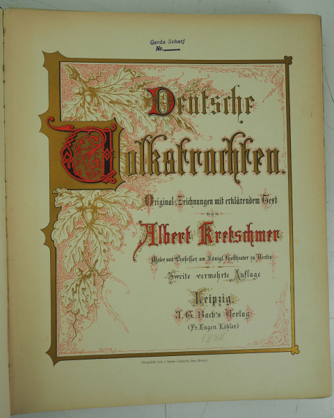 A. Kretschmer: Deutsche Volkstrachten.Original-Zeichnungen mit erklärendem Text.1888, Bachs, - Image 2 of 4