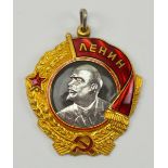 Sowjetunion: Lenin Orden, 5. Modell, 1. Typ.Gold, der Lenin-Kopf in Platin, dreifach vernietet,