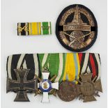 Sachsen: Ordenschnalle eines mehrfach dekorierten Frontsoldaten.1.) Preussen: Eisernes Kreuz,
