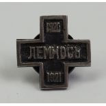 Russland: Lemnos Kosaken Kreuz Miniatur.Silbern, teilweise geschwärzt, an Schraubscheibe.Zustand: