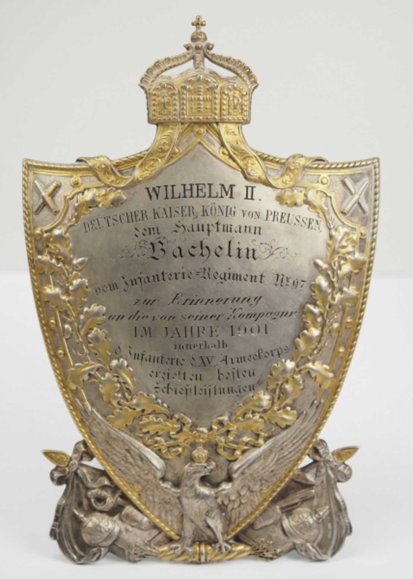 Preussen: Kaiser-Kompanie-Schießpreis, 1901, für den Hauptmann Bachelin vom Infanterie-Regiment - Bild 2 aus 4