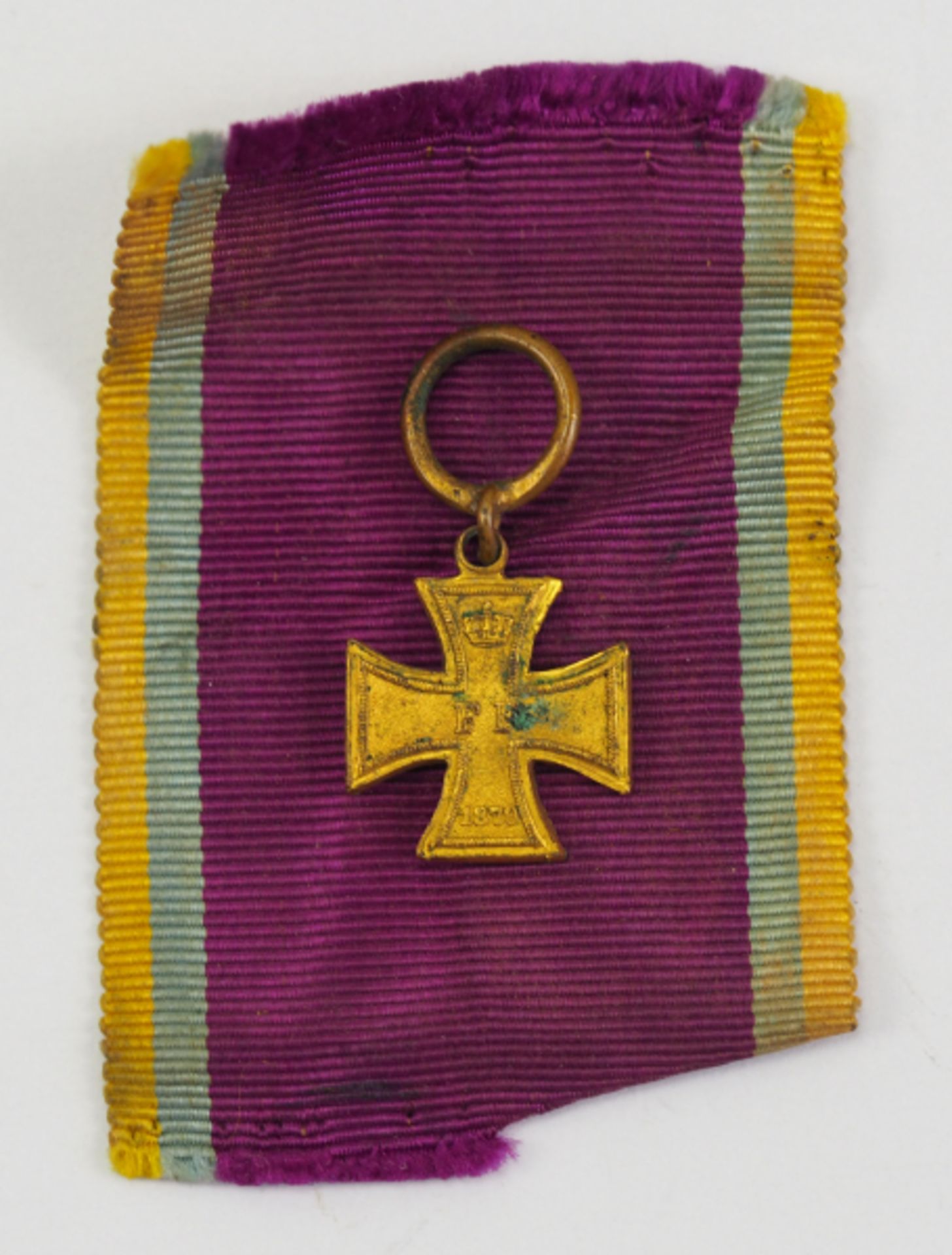 Mecklenburg-Schwerin: Militär-Verdienstkreuz, 1870, 2. Klasse Miniatur.Bronze vergoldet, fein