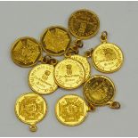 Preussen: Lot von 10 Kriegsdenkmünzen 1870/71, in Bronze Miniaturen.Je ungetragen.Zustand: I-- - -