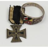 Preussen: Eisernes Kreuz, 1870, 2. Klasse Miniatur.Silber, geschwärzter Kern, am kurzen Bandstück.