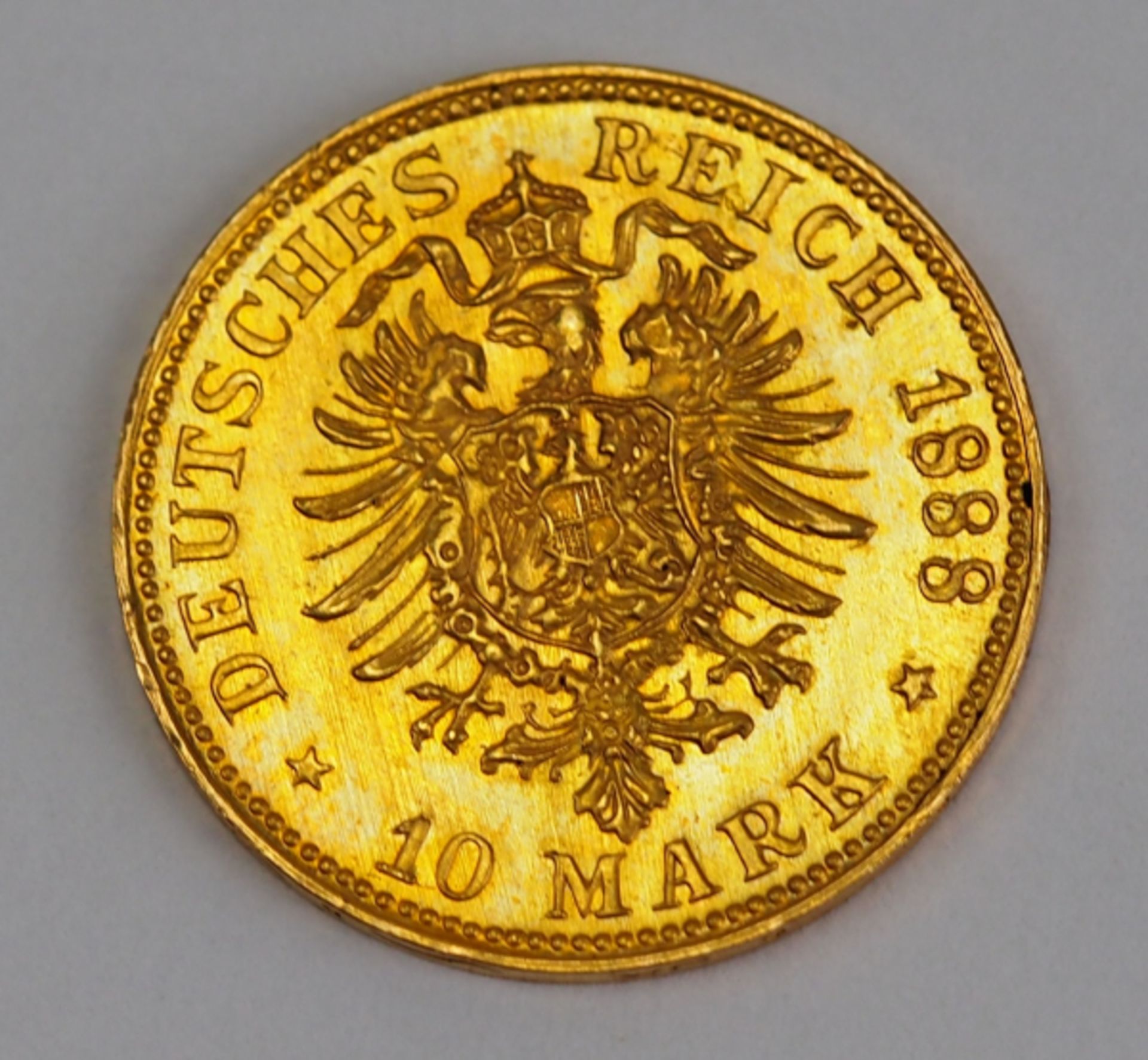 Preussen: 10 Mark, Friedrich, 1888.Gold, Münzzeichen D.Zustand: I-II- - -23.00 % buyer's premium - Image 2 of 2